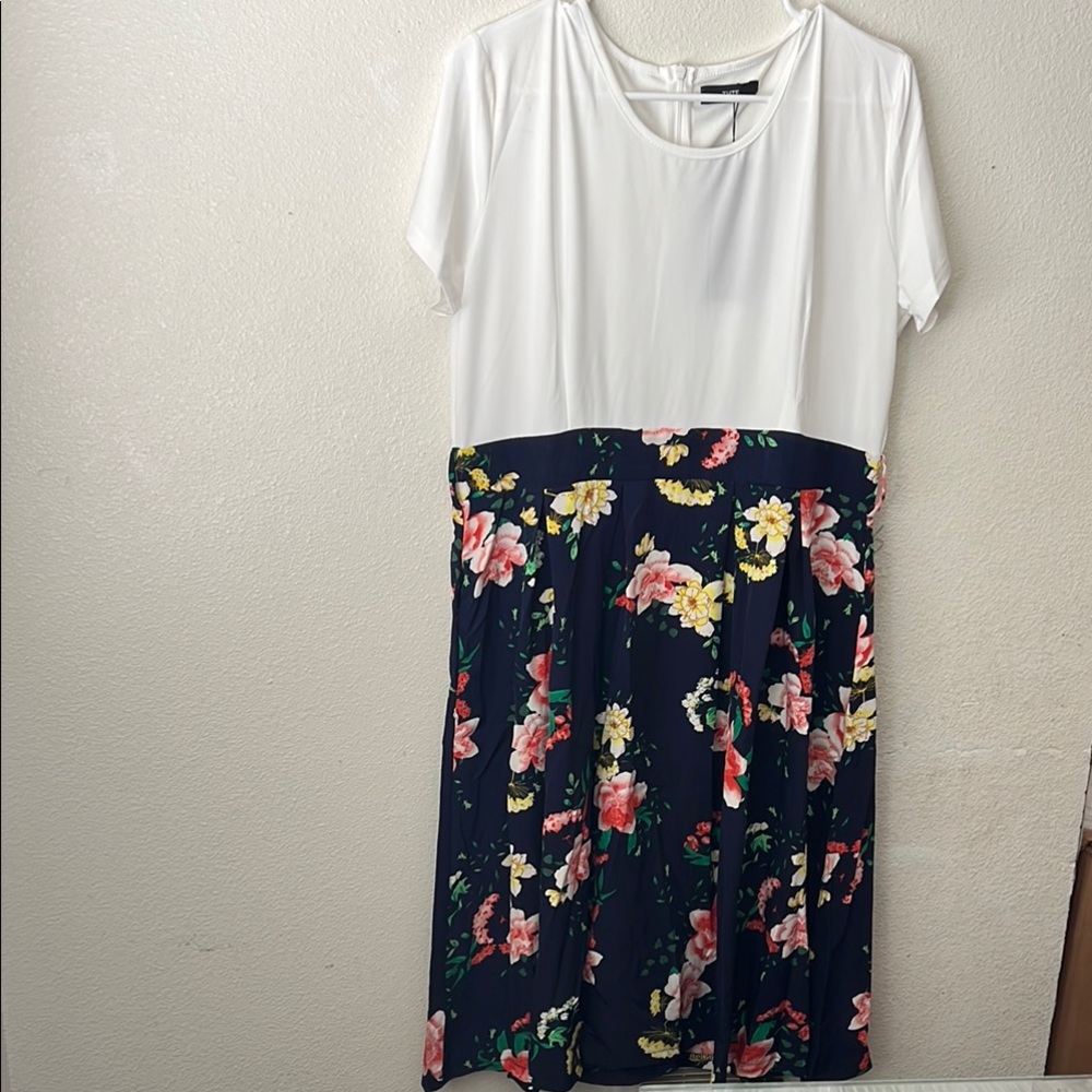 Floral Navy and White Dress